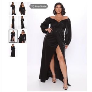 Black, off the shoulder maxi dress